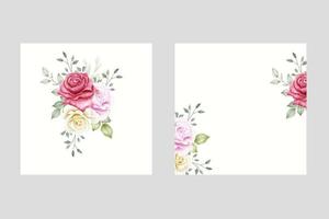 Beautiful Floral Roses Weding Invitation Card Template vector