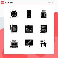 Pack of 9 creative Solid Glyphs of internet programming disease file code Editable Vector Design Elements