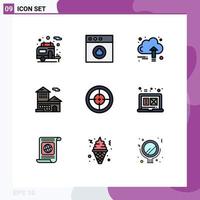 9 Creative Icons Modern Signs and Symbols of military army finance office bank account Editable Vector Design Elements