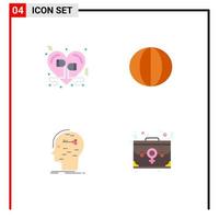 Modern Set of 4 Flat Icons Pictograph of headphone vegetables music organic hack Editable Vector Design Elements