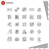 Group of 25 Lines Signs and Symbols for draw painting keynote darwing security Editable Vector Design Elements