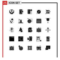 Set of 25 Modern UI Icons Symbols Signs for hardware data phone computer job Editable Vector Design Elements