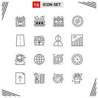 16 Icons Line Style Grid Based Creative Outline Symbols for Website Design Simple Line Icon Signs Isolated on White Background 16 Icon Set vector