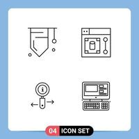 User Interface Pack of 4 Basic Filledline Flat Colors of badge information success designer search Editable Vector Design Elements