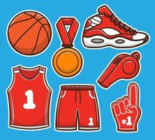 hand draw cartoon basketball set bundle collection vector illustration