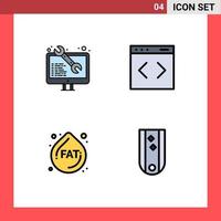 Universal Icon Symbols Group of 4 Modern Filledline Flat Colors of coding droop web development system diamonds Editable Vector Design Elements