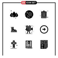 Set of 9 Solid Style Icons for web and mobile Glyph Symbols for print Solid Icon Signs Isolated on White Background 9 Icon Set vector