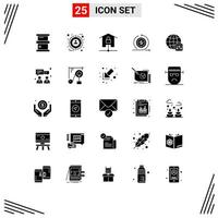 Set of 25 Vector Solid Glyphs on Grid for return modern devices investment smart home Editable Vector Design Elements