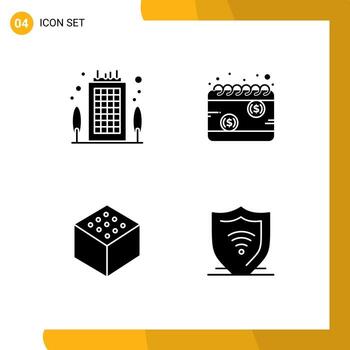 Set of Vector Solid Glyphs on Grid for building cube destination payday internet Editable Vector Design Elements