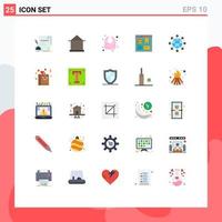 Pack of 25 Modern Flat Colors Signs and Symbols for Web Print Media such as connection design hut web infant Editable Vector Design Elements