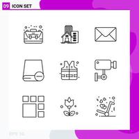 Line Icon set Pack of 9 Outline Icons isolated on White Background for Web Print and Mobile vector