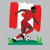 Diseño plano de jugador de fútbol suizo con ilustración de vector de fondo de bandera