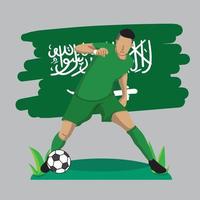 Saudi Arabia football player flat design with flag background vector illustration