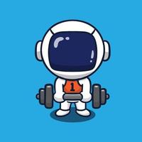 cute cartoon astronaut doing fitness vector illustration