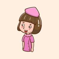 cute cartoon girl use pink uniform vector illustration