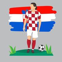 jugador de fútbol plano con fondo de bandera de croacia vector