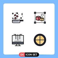 4 User Interface Filledline Flat Color Pack of modern Signs and Symbols of cooking engine romance processing optimization Editable Vector Design Elements