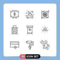 Pictogram Set of 9 Simple Outlines of podia simple science full hardware Editable Vector Design Elements