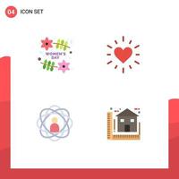 4 Universal Flat Icon Signs Symbols of day person women valentine skills Editable Vector Design Elements