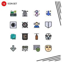 Pictogram Set of 16 Simple Flat Color Filled Lines of electronics full museum down solid Editable Creative Vector Design Elements