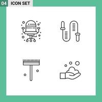 Stock Vector Icon Pack of 4 Line Signs and Symbols for chair gardener jumping skipping shovel Editable Vector Design Elements