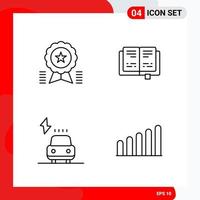 Creative Set of 4 Universal Outline Icons isolated on White Background vector