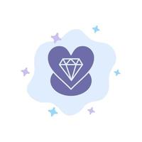Diamond Love Heart Wedding Blue Icon on Abstract Cloud Background vector