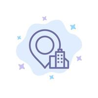 Location Building Hotel Blue Icon on Abstract Cloud Background vector