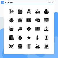 Editable Vector Line Pack of 25 Simple Solid Glyphs of fashion truck living help emergency Editable Vector Design Elements