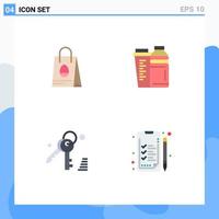 4 concepto de icono plano para sitios web móviles y aplicaciones bolsa de compras gdpr huevo energía seguridad elementos de diseño vectorial editables vector