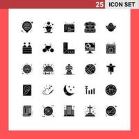 User Interface Pack of 25 Basic Solid Glyphs of easter egg luggage appointment bag travel Editable Vector Design Elements