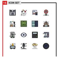 Group of 16 Modern Flat Color Filled Lines Set for copyright report audit financial business Editable Creative Vector Design Elements