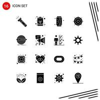 16 User Interface Solid Glyph Pack of modern Signs and Symbols of ship wheel boat energy soda fast Editable Vector Design Elements