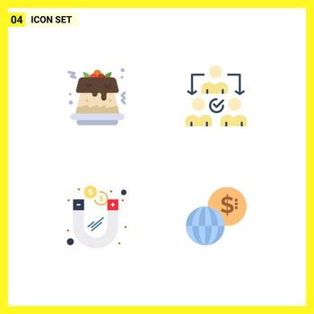 Universal Icon Symbols Group of 4 Modern Flat Icons of cake money assignment distribution business Editable Vector Design Elements