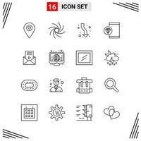 16 Icons Line Style Grid Based Creative Outline Symbols for Website Design Simple Line Icon Signs Isolated on White Background 16 Icon Set Creative Black Icon vector background