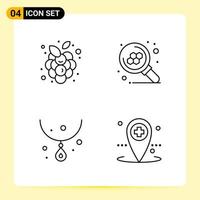 4 Creative Icons for Modern website design and responsive mobile apps 4 Outline Symbols Signs on White Background 4 Icon Pack Creative Black Icon vector background