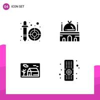 Glyph Icon set Pack of 4 Solid Icons isolated on White Background for responsive Website Design Print and Mobile Applications Creative Black Icon vector background