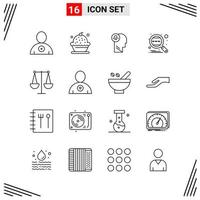 16 Icons Line Style Grid Based Creative Outline Symbols for Website Design Simple Line Icon Signs Isolated on White Background 16 Icon Set Creative Black Icon vector background