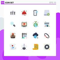 Universal Icon Symbols Group of 16 Modern Flat Colors of magnifying glass rainy gadget devices Editable Pack of Creative Vector Design Elements