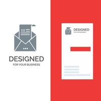 Email Envelope Greeting Invitation Mail Grey Logo Design and Business Card Template vector