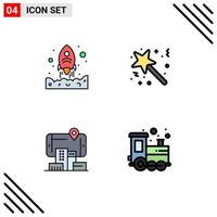 4 Creative Icons Modern Signs and Symbols of launching reality up star technology Editable Vector Design Elements