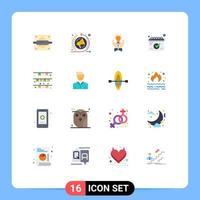 Universal Icon Symbols Group of 16 Modern Flat Colors of flag schedule bulb date marketing Editable Pack of Creative Vector Design Elements