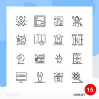 Group of 16 Modern Outlines Set for make spa digital shower hotel Editable Vector Design Elements