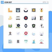 Universal Icon Symbols Group of 25 Modern Flat Colors of hand winner phone medal processor chip Editable Vector Design Elements