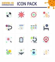 16 Flat Color Coronavirus Covid19 Icon pack such as infect disease microorganism dirty virus viral coronavirus 2019nov disease Vector Design Elements