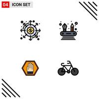 Stock Vector Icon Pack of 4 Line Signs and Symbols for distribution hand money competencies traffic Editable Vector Design Elements