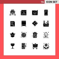 Set of 16 Modern UI Icons Symbols Signs for android smart phone journalism phone map Editable Vector Design Elements