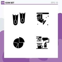 Editable Vector Line Pack of Simple Solid Glyphs of diving diagram bright spotlight graph Editable Vector Design Elements