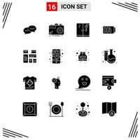 16 Universal Solid Glyphs Set for Web and Mobile Applications advertising simple aperture electricity charge Editable Vector Design Elements