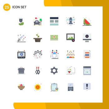 User Interface Pack of 25 Basic Flat Colors of dessert space collage satellite communication Editable Vector Design Elements